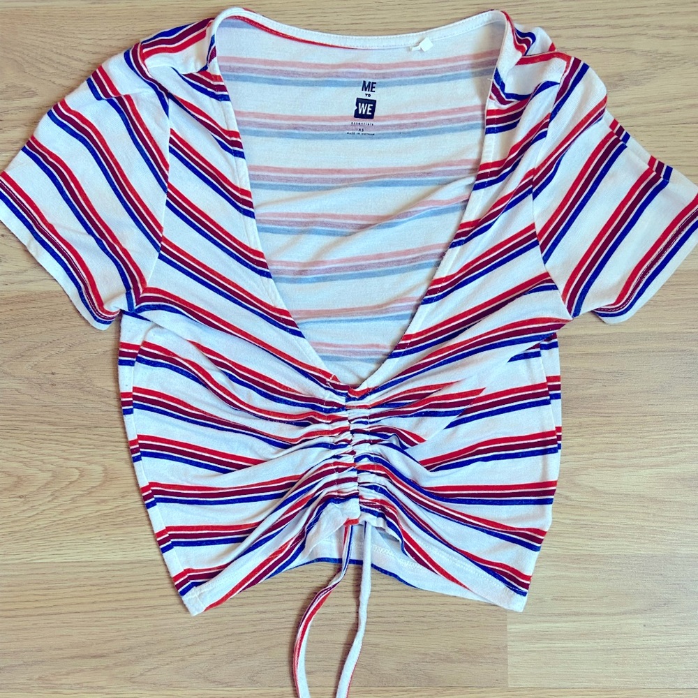 Striped Cinch Crop Top